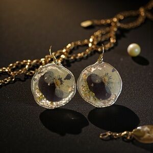 Handmade Pressed Flower Resin Earrings
